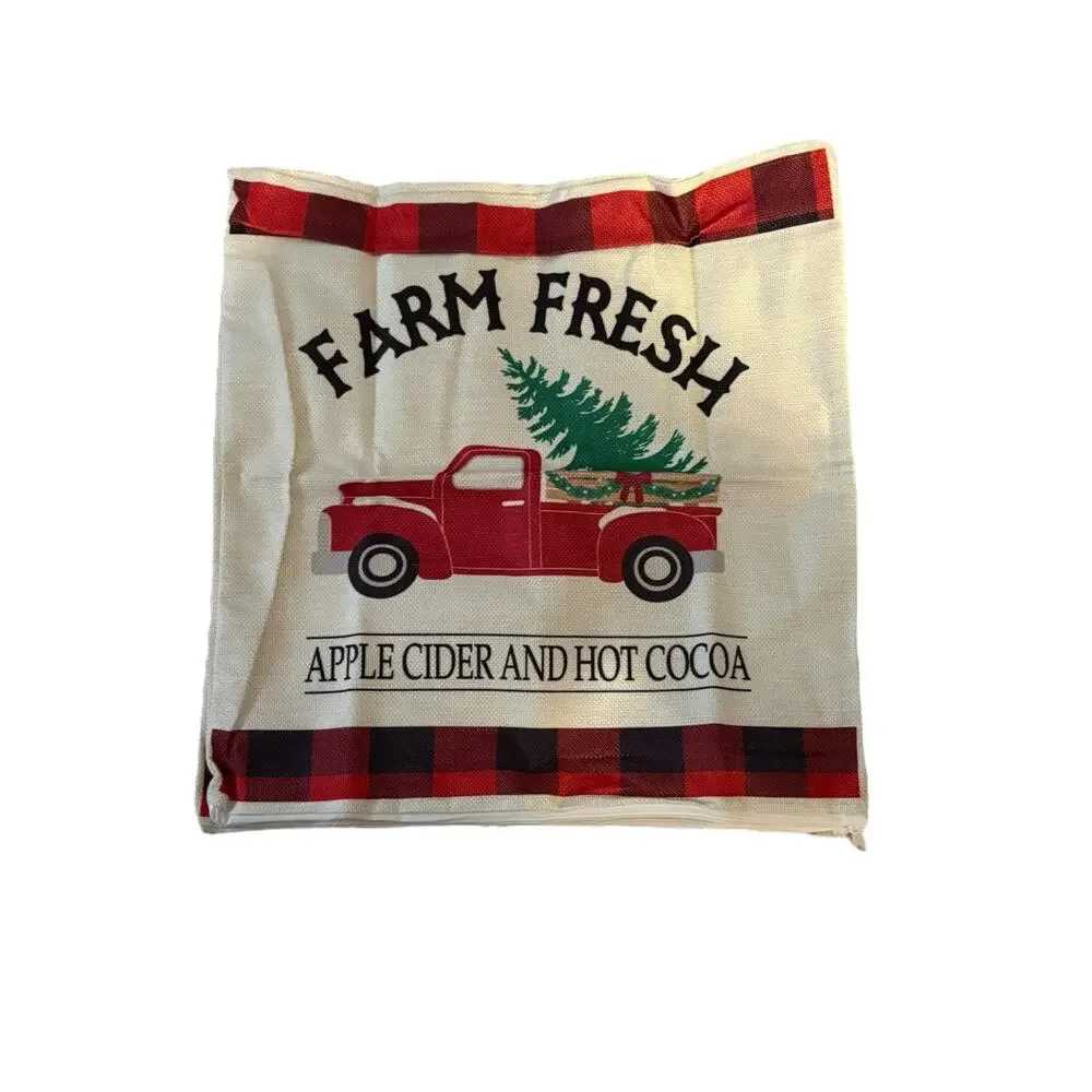 Farm Fresh Christmas Throw Pillow Case Size 15